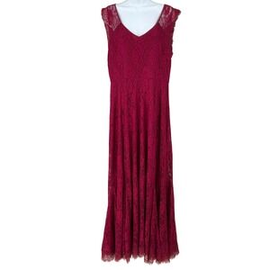 Torrid Maxi Dress Womens 16 Red Lace V-Neck Cap Sleeve Formal Evening Classic